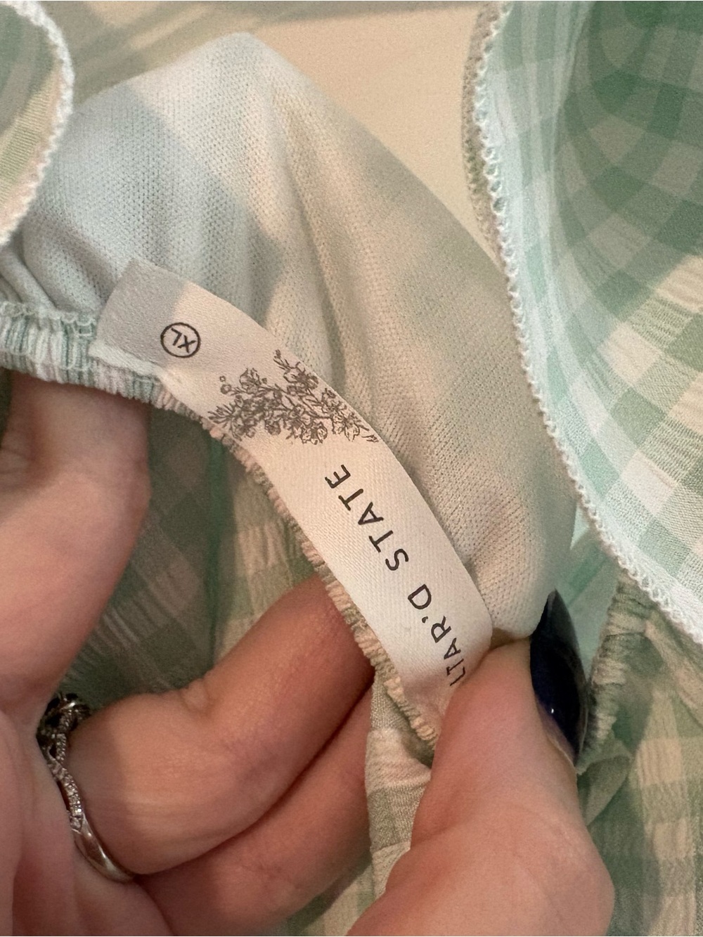 Altar'd State Mint Gingham Ruffle Romper - Picture 7 of 7